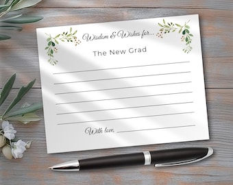 Personalized Advice Cards, Wisdom and Wishes, Wedding Guest Book Alternative, Watercolor Greenery, Grads, Shower