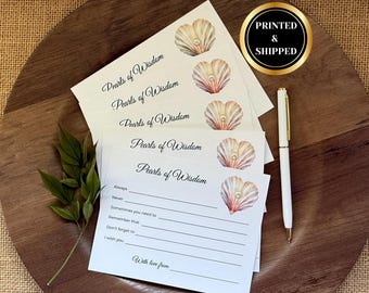 Pearls of Wisdom Advice Cards for Graduation, Shower, Retirement Party With or Without Prompts