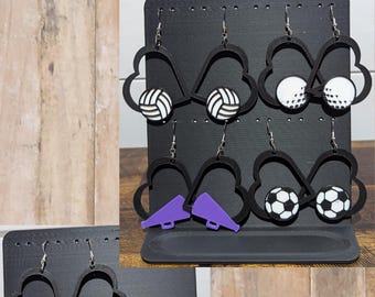Sport Themed Heart Earrings - 3D Printed
