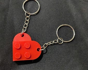 3D Lego Heart Keychain - 2 piece heart for besties or partner
