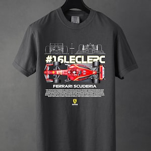 Charles Leclerc 16 Retro Racing Tee – Vintage Ferrari F1-Shirt – Formula One Unisex Fan Merch & Racing Gift