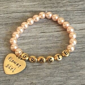 flower girl bracelet personalized, flower girl gift ideas, flower girl pearl bracelet, flower girl presents, gifts for flower girl
