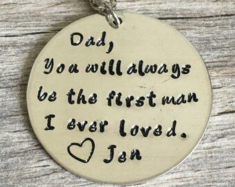 Hand Stamped Father of the Bride Keychain, Personalized Wedding Gift for Dad