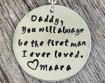 Hand Stamped Father of the Bride Keychain, Personalized Wedding Gift