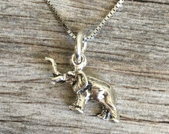 Collar de elefante de plata de ley, colgante de animal, joyería boho