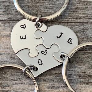 heart puzzle keychain, puzzle piece keyring, best friend gift, puzzle heart, personalized gift, jig saw, family heart key ring,