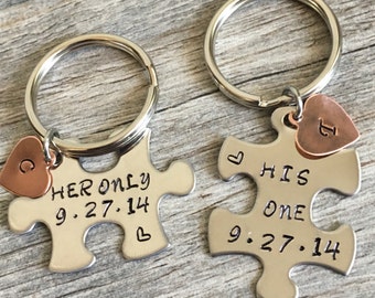 Porte-clés puzzle personnalisé, cadeau d'anniversaire en acier inoxydable