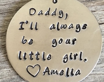 Hand Stamped Daddy Keychain, Personalized Metal Gift for Dad