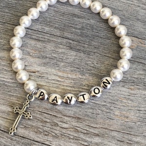 Personalized first communion pearl bracelet, confirmation gift, jewelry, first communion gift, first communion bracelet, pearl bracelet