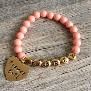 flower girl bracelet personalized, flower girl gift ideas, flower girl pearl bracelet, flower girl presents, gifts for flower girl