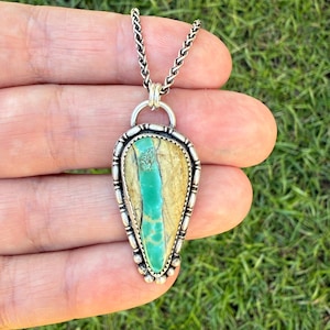 Handmade Sterling Silver Royston Ribbon Turquoise Necklace: Western Boho Jewelry