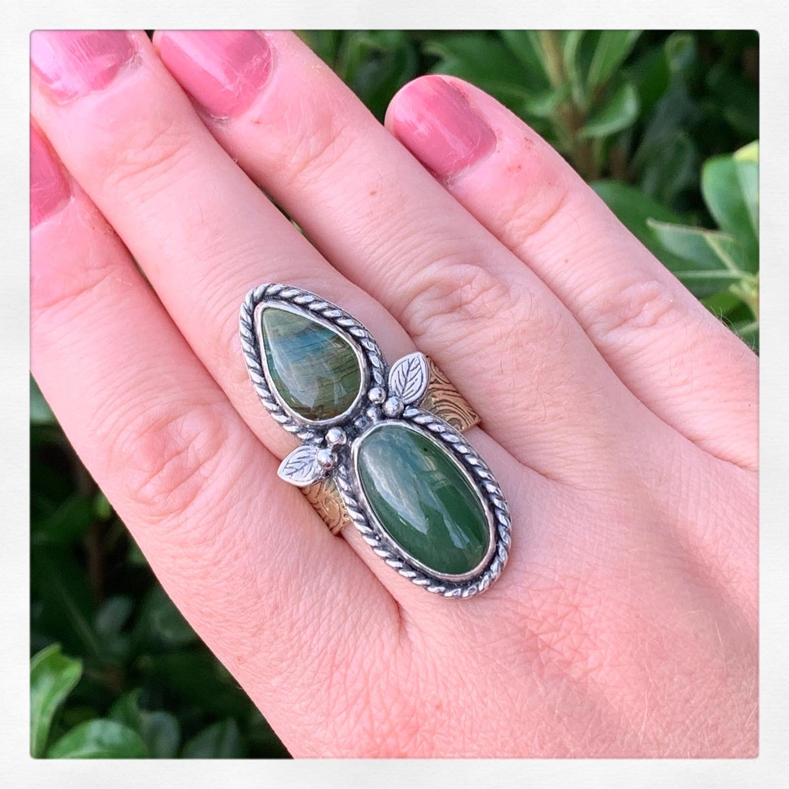 Sterling Silver and Brass Handmade Statement Ring Jade Etsy