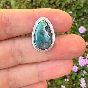 Handmade Sterling Silver Mystic Sage Turquoise and Variscite Ring, Silversmith Jewelry, Gemstone Boho Style, Size 5 1/4. Gift for Her,