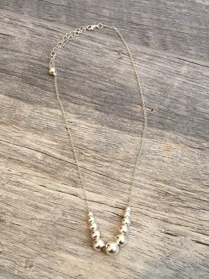 Graduated Sterling Silver Round Ball Necklace silver ball Etsy