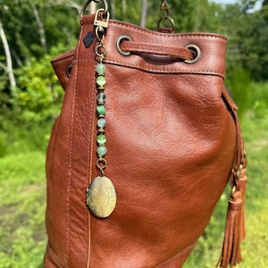 Handmade Gemstone Beaded Bag Charm with Locket: Purse Accessory