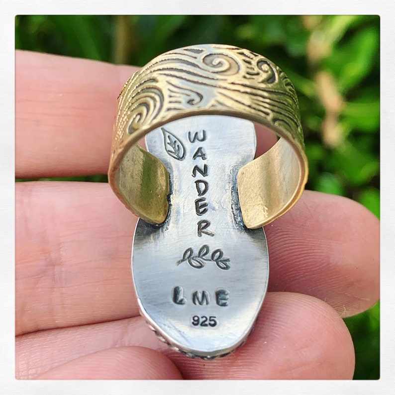 Sterling Silver and Brass Handmade Statement Ring Jade Etsy