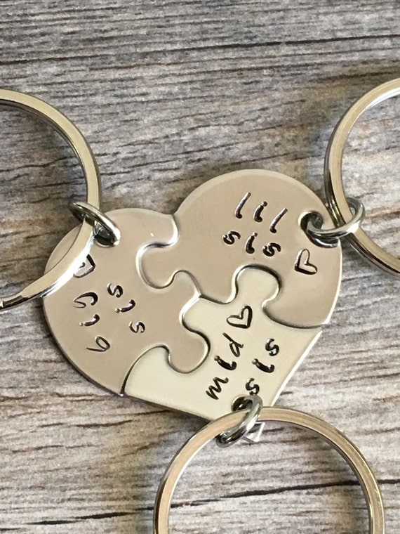 Heart Puzzle Keychain Puzzle Piece Keyring Sisters Gift Jig Saw