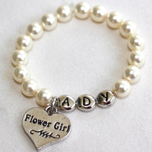 Personalized flower girl pearl bracelet, flower girl, jewelry, flower girl gift, flower girl bracelet, flower girl wedding, gift, pearls image 4