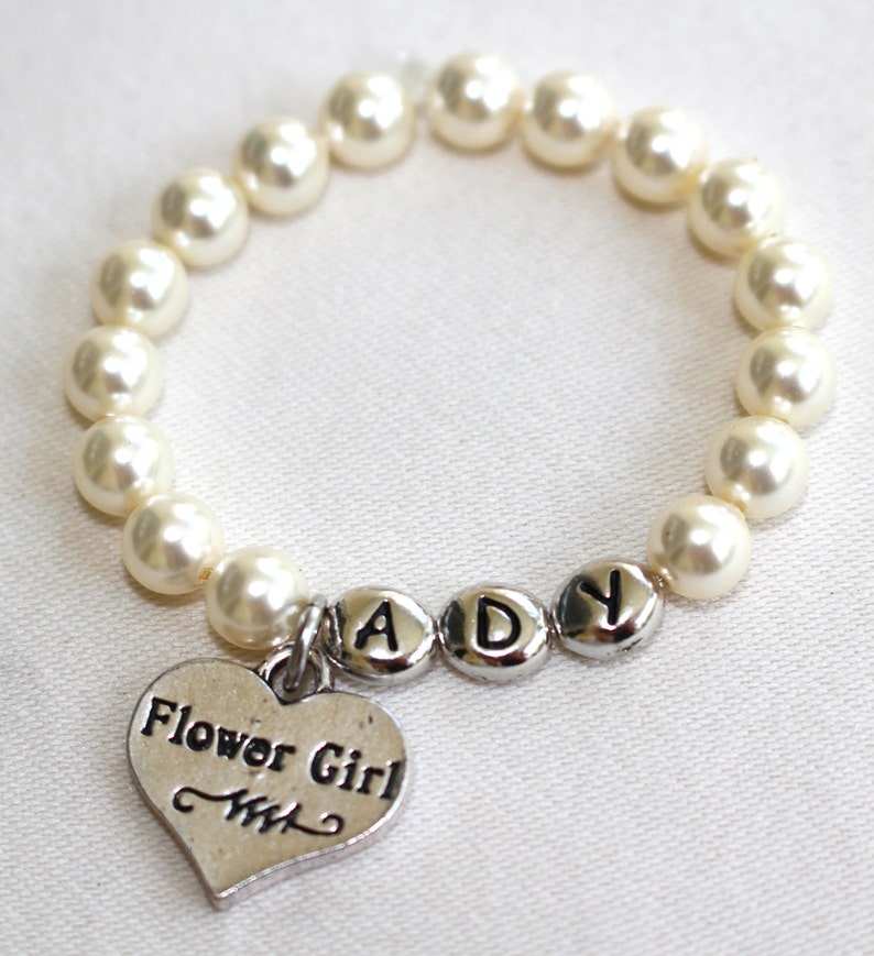 Personalized flower girl pearl bracelet, flower girl, jewelry, flower girl gift, flower girl bracelet, flower girl wedding, gift, pearls image 4