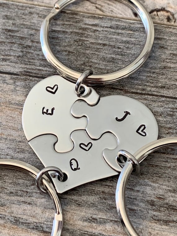 Heart Puzzle Keychain, Puzzle Piece Keyring, Best Friend Gift, Puzzle Heart,  Personalized Gift, Jig Saw, Family Heart Key Ring, - Etsy