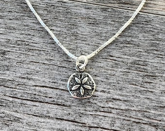 sand dollar necklace, beach jewelry, sand dollar jewelry, sterling silver sand dollar pendant, nautical ocean jewelry, shell necklace, gift