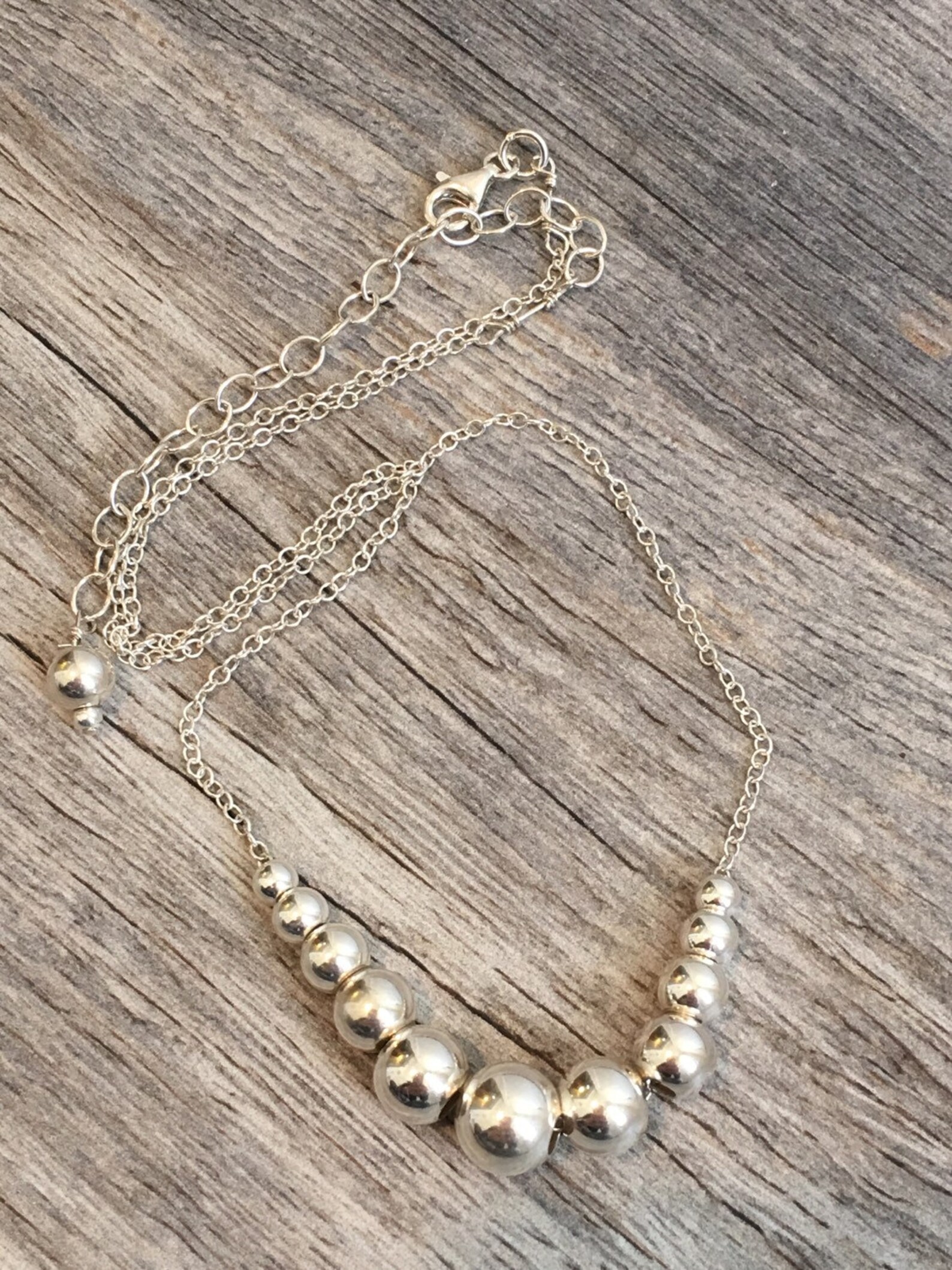 Graduated Sterling Silver Round Ball Necklace silver ball Etsy