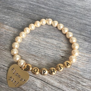 Personalized flower girl pearl bracelet, flower girl, jewelry, flower girl gift, flower girl bracelet, flower girl wedding, gift, pearls image 4