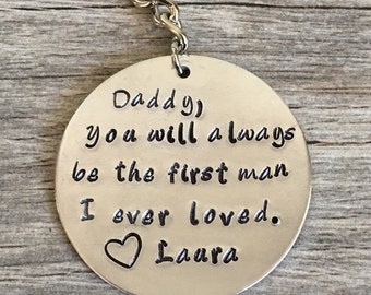 Personalized Father of the Bride Keychain, Hand Stamped Metal Gift