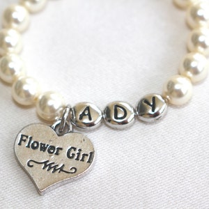 Personalized flower girl pearl bracelet, flower girl, jewelry, flower girl gift, flower girl bracelet, flower girl wedding, gift, pearls image 3