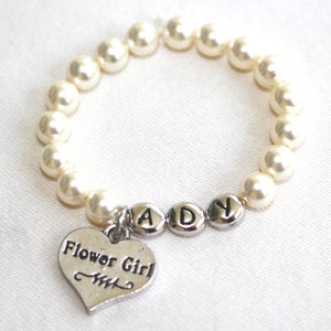 Personalized flower girl pearl bracelet, flower girl, jewelry, flower girl gift, flower girl bracelet, flower girl wedding, gift, pearls image 2