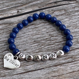 Big Sister Bracelet, new big sister gift from little sister, future big sister announcement, personalized pearl name big sister jewelry