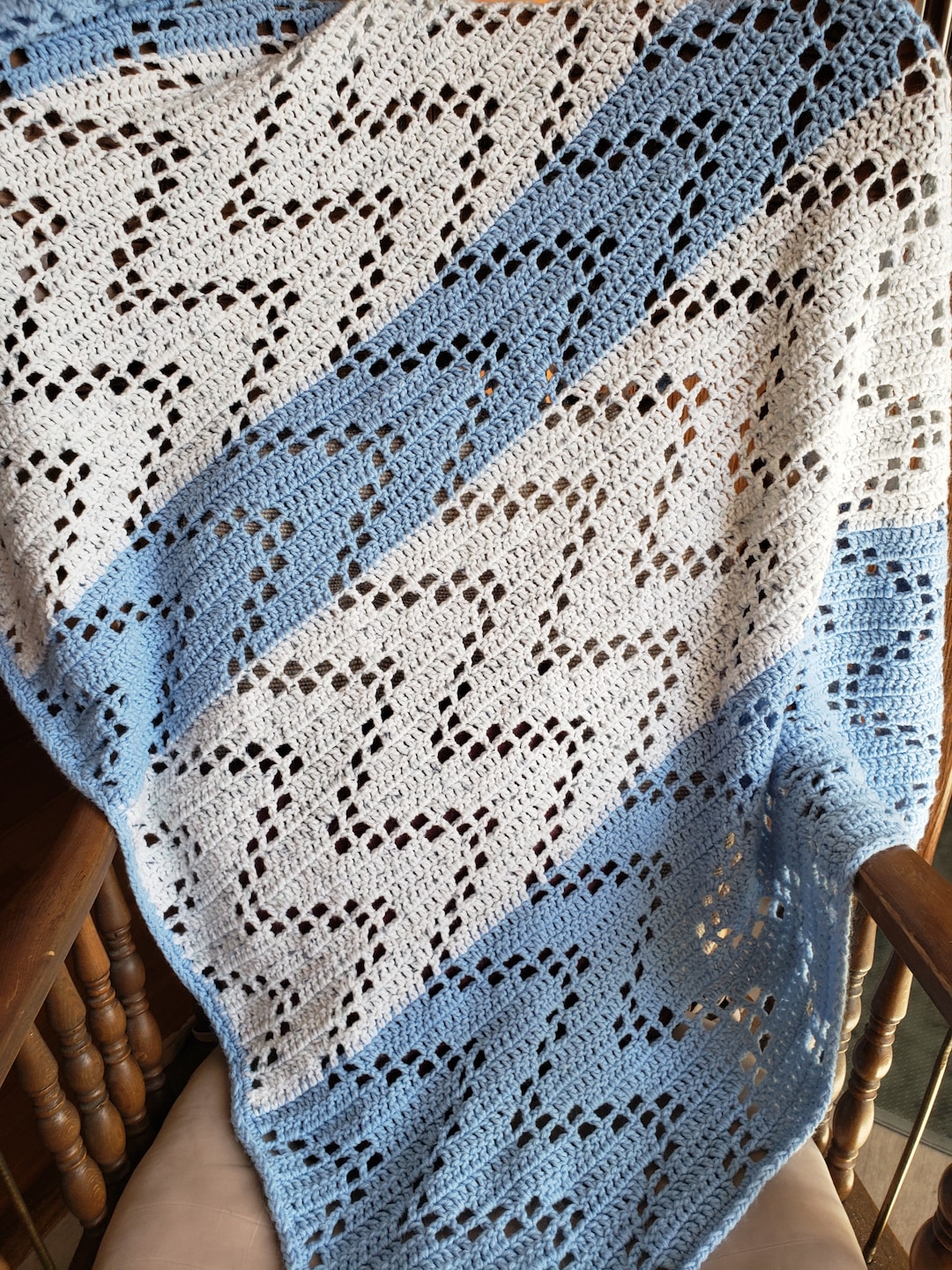 Zig Zag Baby Blanket in Blues Etsy