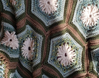 Mossy Green and Brown Throw