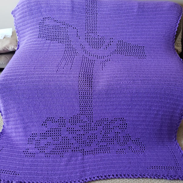 He Is Risen Afghan in Grape