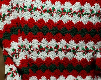 Christmas Afghan in Shell Stitch