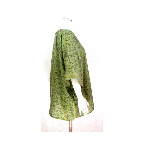 Sari Kimono Jacket Gypsy Jacket Eco Fashion Gift for Her Sari Jacket Cotton Jacket BOHO Fashion Hippie Moss Green Floral Print Gift for Mom