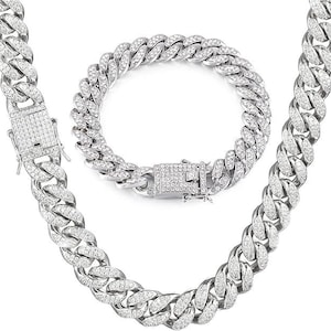 Moissanite Prong Miami Kubańskie ogniwa łańcuszków i bransoletek, Bransoletka z ogniwami kubańskimi, Łańcuch Iced Out Biżuteria Hip Hop Solidne srebro próby 925