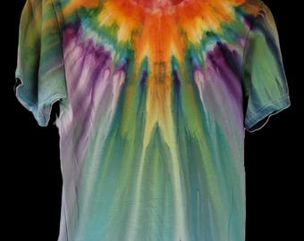 Melting Rainbow Collar Tie-Dye T-Shirt - Adult, Unisex, Size S