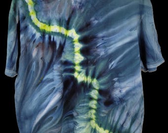 Lime Pop Lightening Bolt Ice-Dyed Tie-Dye T-Shirt - Adult, Unisex, Size XL