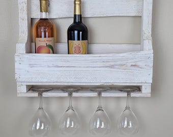 Whitewashed Reclaimed Wood Wine Rack