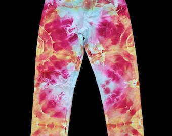 Tequila Sunrise Upcycled Distressed Denim Jeans – Adult, Ladies, Size 2