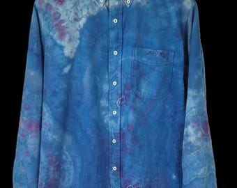 Midnight Geode Upcycled Button-Up Shirt - Adult, Men's, Size L