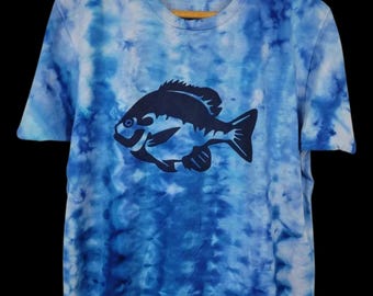 Upcycled Fish Underwater Tie-Dye T-Shirt - Adult, Unisex, Size M