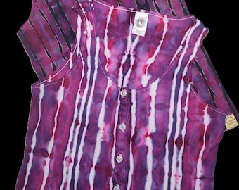 Midnight Magenta Ribbed Button-Up Tank – Adult, Ladies
