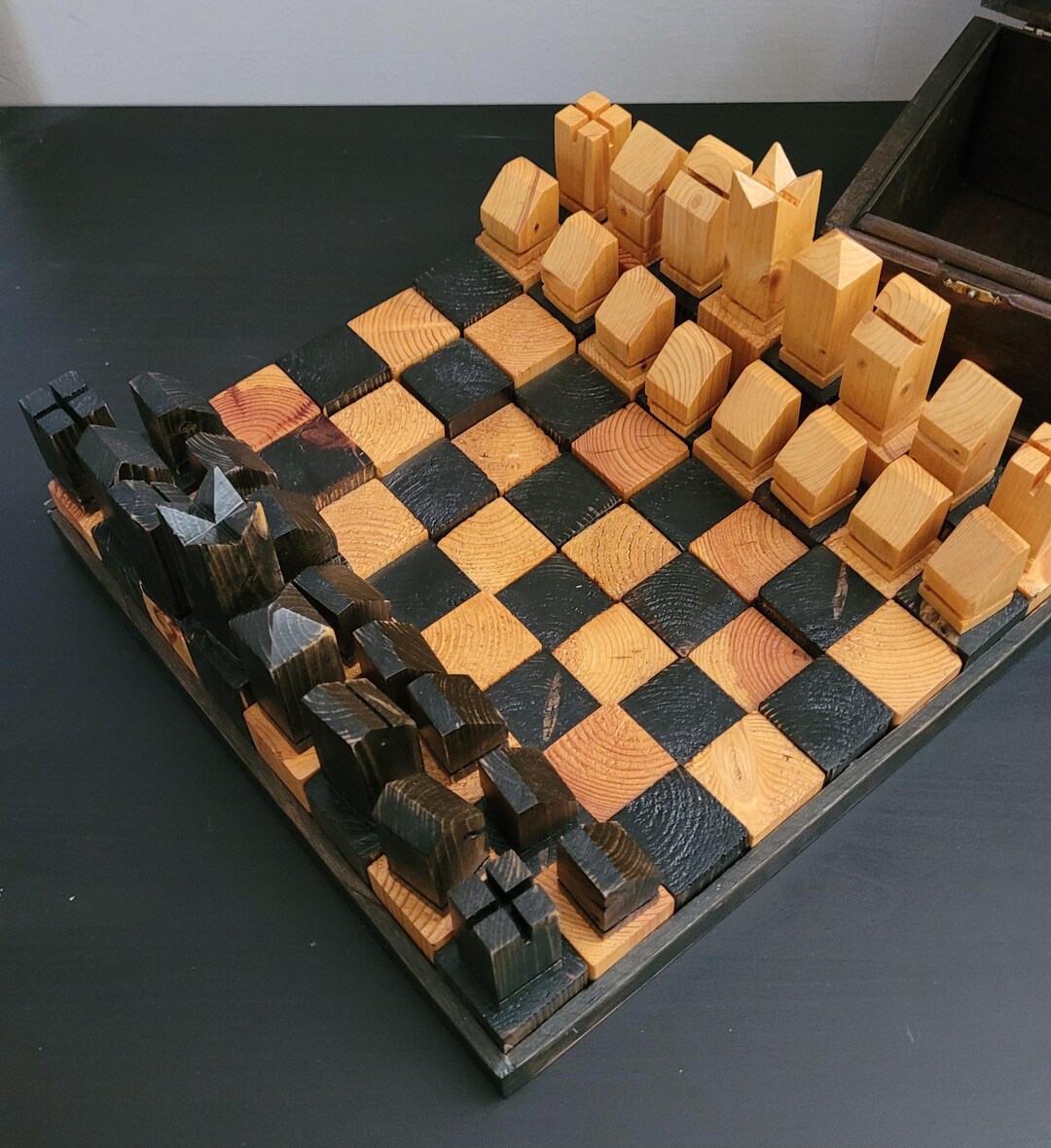 Rustic Chess Pieces Unique Rustic Handmade Wooden Chess Set - Etsy