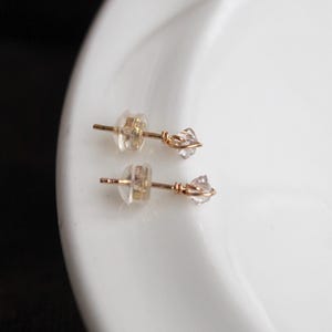 3mm Herkimer Diamond Stud Earrings | April Birthstone | Minimalist Gemstone Jewelry | Gift for Aries & Taurus