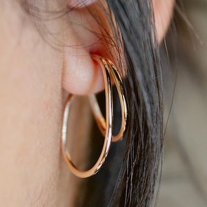 Dimensional Double Hoop Earrings | Bold Everyday Earrings | Handmade Geometric Statement Jewelry