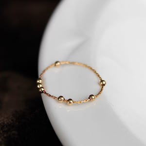 0.7mm Delicate Snake Chain Fidget Ring | Rolling Spinner Beads | Handmade Mixed Metal Minimalist Jewelry