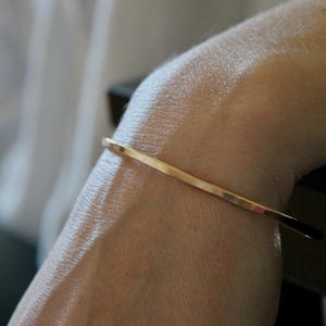 Hammered Cuff Bangle Bracelet: 14k Gold Filled or Sterling Silver