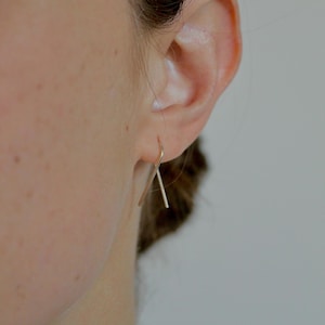 Hammered Threader Earrings: Minimalist 14k Gold Filled or Sterling Silver Jewelry